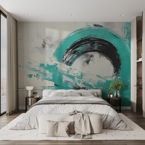 Fototapeta Malowanie koła czarną i białą farbą