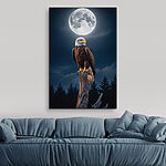 Obraz Bielik na słupie z księżycem w pełni w tle