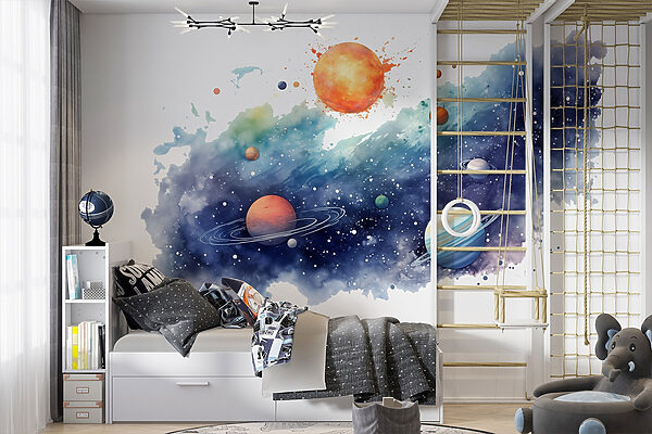 Planety na niebie z planetami Fototapeta Planety na niebie z planetami