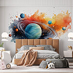 Fototapeta Akwarela planet i gwiazd