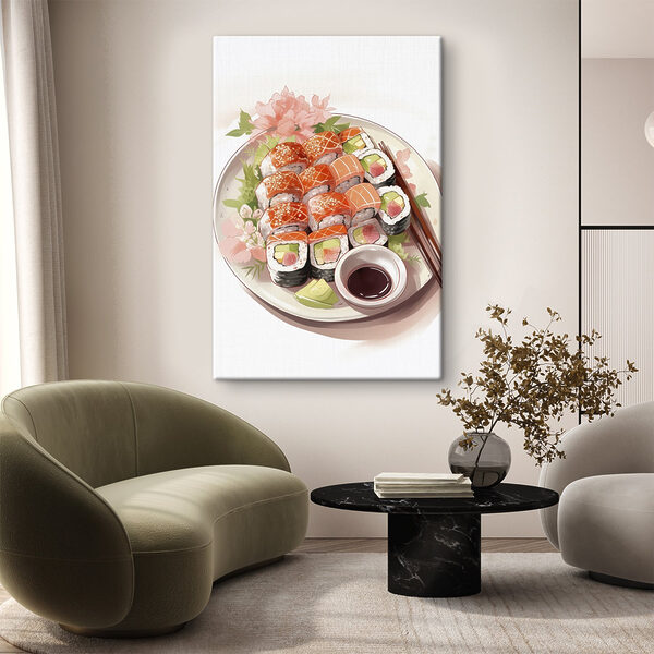 Talerz sushi z pałeczkami Obraz Talerz sushi z pałeczkami