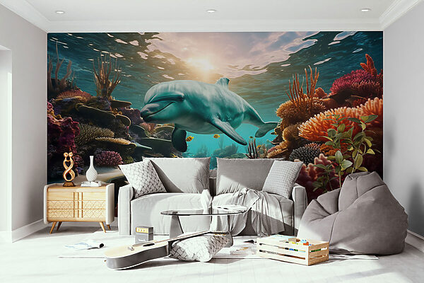 Delfin pływający w oceanie Fototapeta Delfin pływający w oceanie