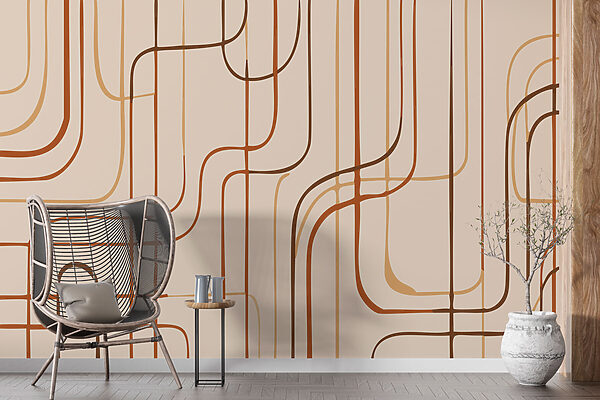 Fototapeta Brązowe linie na beżowym tle