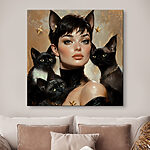 Obraz Kobieta z kotami na szyi