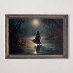 Obraz Kobieta spacerująca w ciemnym lesie