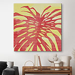 Obraz Czerwony liść na żółtym tle