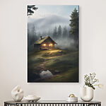 Obraz Domek z bali w lesie