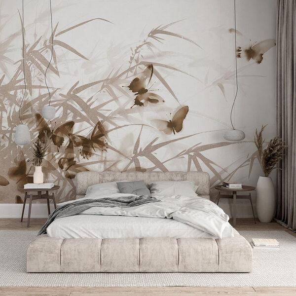 Motyle na białej powierzchni Fototapeta Motyle na białej powierzchni