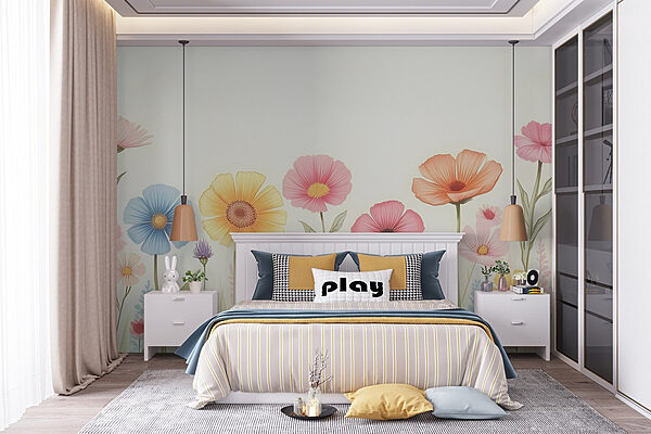 Fototapeta Rząd kolorowych kwiatów