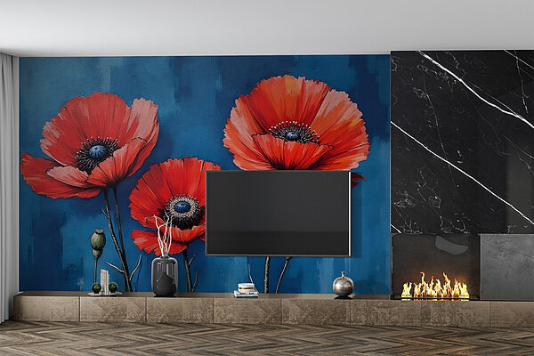 Fototapeta Malowanie czerwonych kwiatów