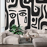 Fototapeta Czarno-biały wzór o różnych kształtach