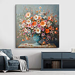 Obraz Wazon z kwiatami na kamiennej powierzchni