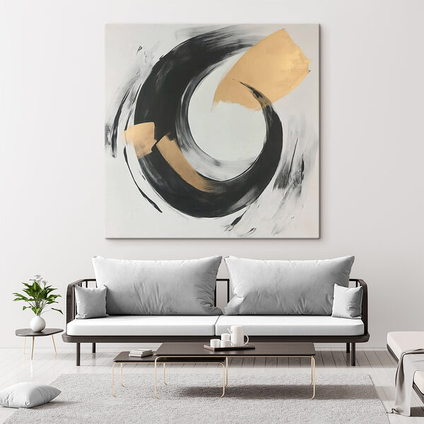 Wydruk na płótnie Abstrakcyjny wir czerni i beżu