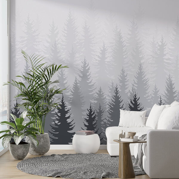 Grupa drzew w lesie Fototapeta Grupa drzew w lesie