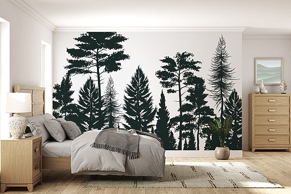 Grupa drzew w lesie Fototapeta Grupa drzew w lesie