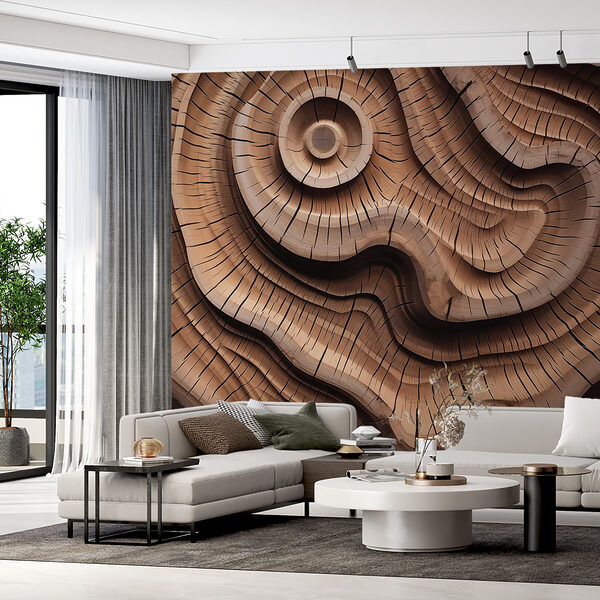 Rzeźba w drewnie ze spiralnym wzorem Fototapeta Rzeźba w drewnie ze spiralnym wzorem