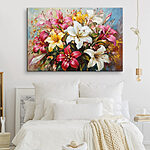 Obraz Malowanie kwiatów na niebieskim tle