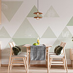 Fototapeta Wall murals White and green triangles with a pattern of leaves