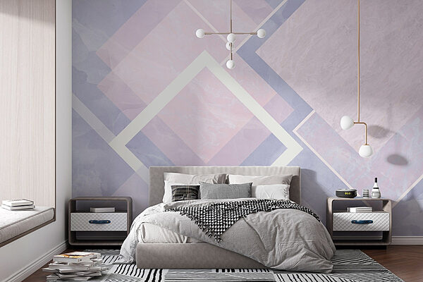 Delikatne pastelowe wzory geometryczne w harmonii Fototapeta Delikatne pastelowe wzory geometryczne w harmonii