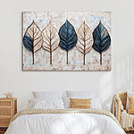 Obraz Rząd liści na marmurowej powierzchni