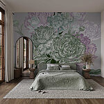 Fototapeta Bujne kwiaty w delikatnych odcieniach.