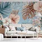 Fototapeta Kwiatowy wzór z białymi i brązowymi kwiatami