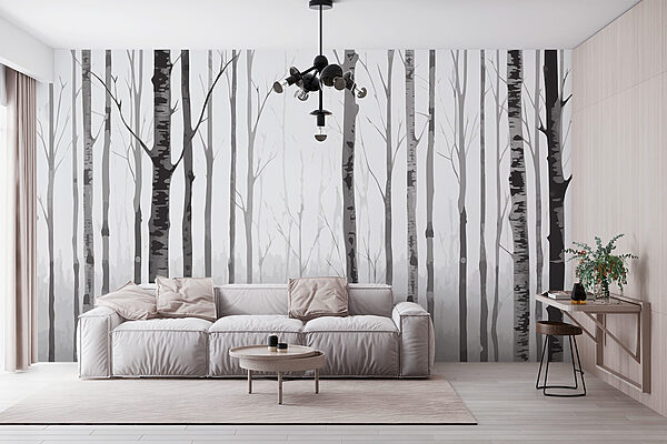 Grupa drzew w lesie Fototapeta Grupa drzew w lesie