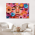 Obraz Kobieta z kwiatami wokół twarzy