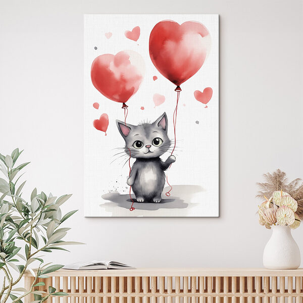 Kot trzymający balony Obraz Kot trzymający balony
