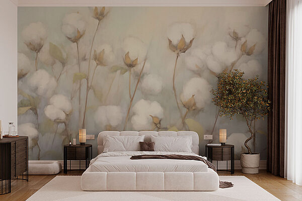 Fototapeta Malowanie bawełnianych kwiatów