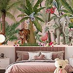 Fototapeta Tapeta ze zwierzętami i drzewami