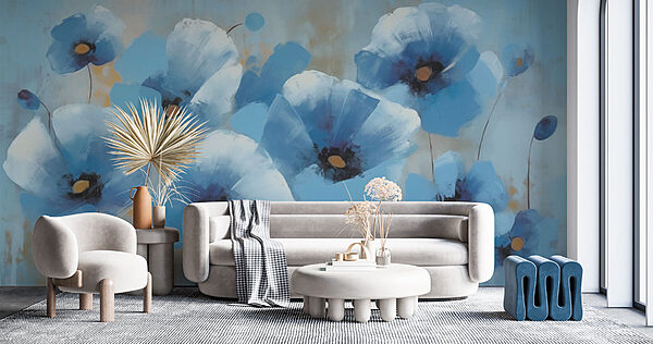 Fototapeta Malowanie niebieskich kwiatów