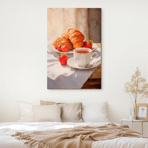 Croissant i truskawki na talerzu Obraz Croissant i truskawki na talerzu