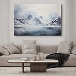 Obraz Ośnieżone pasmo górskie i zbiornik wodny