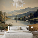 Fototapeta Jezioro z domem i drzewami