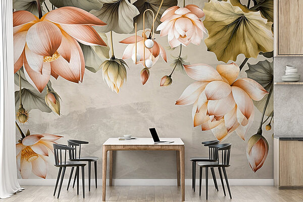 Fototapeta Delikatne kwiaty w łagodnych odcieniach