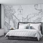 Wall mural Rysunek ulicy z dzwonnicą