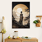 Obraz Kobieta w długiej sukni patrzy na słońce