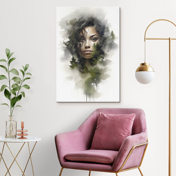 Obraz Obraz Twarz kobiety z drzewami w tle (SKU: s43259)