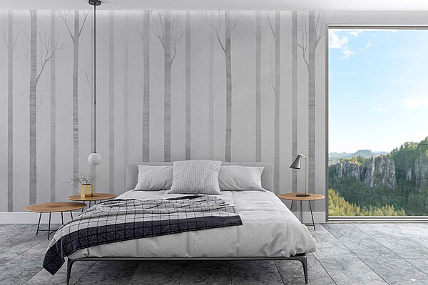 Grupa drzew we mgle Fototapeta Grupa drzew we mgle