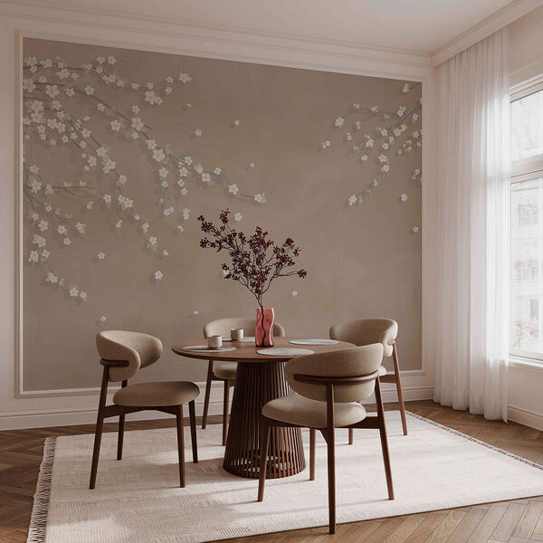 Fototapeta Białe kwiaty na gałęzi drzewa