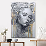 Obraz Kobieta z długimi włosami i spływającymi włosami