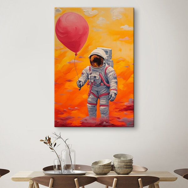 Astronauta trzymający balon Obraz Astronauta trzymający balon