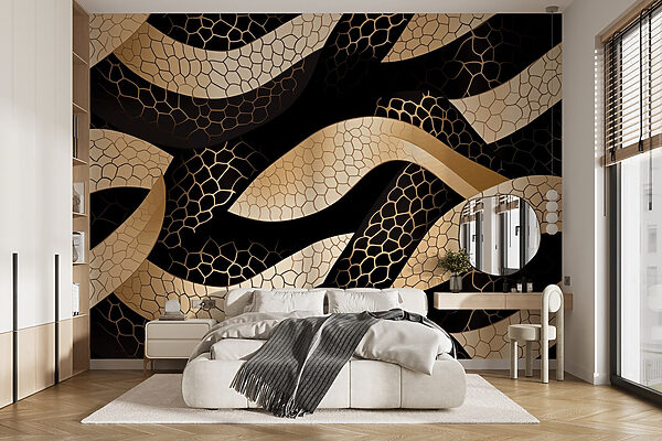 Eleganckie fale na ciemnym tle Fototapeta Eleganckie fale na ciemnym tle