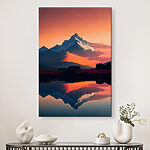 Obraz Pasmo górskie z kwiatami i jeziorem