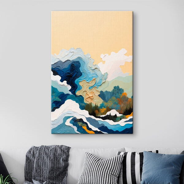 Wydruk na płótnie Malowanie drzew i chmur