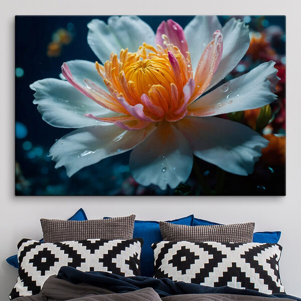 Obraz Delikatny kwiat w spokojnych wodach