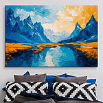 Obraz Obraz rzeki z górami i trawą