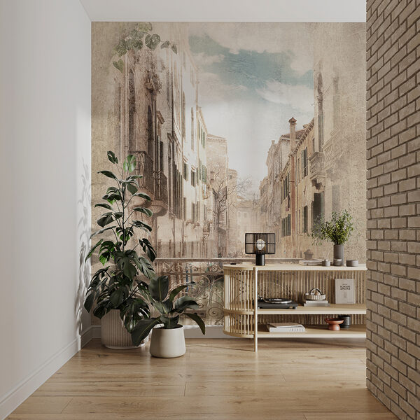 Fototapeta Wenecka ulica z ozdobnym balkonem