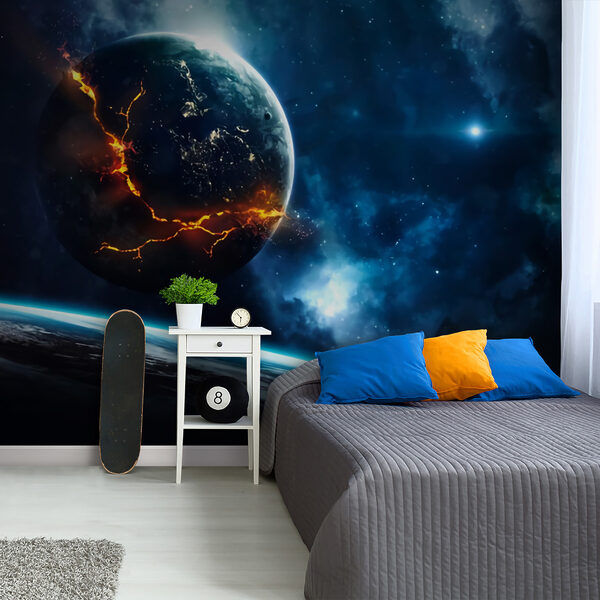 Planeta z ogniem w tle Fototapeta Planeta z ogniem w tle